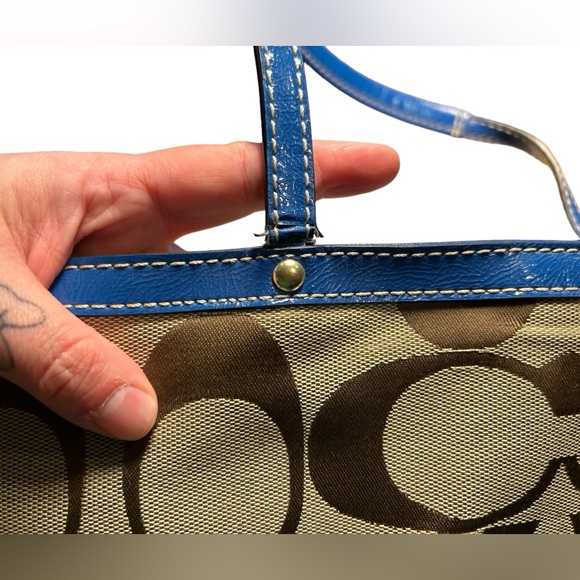 Authentic Coach Khaki & Royal Blue Caryall Bag - Picture 10 of 10